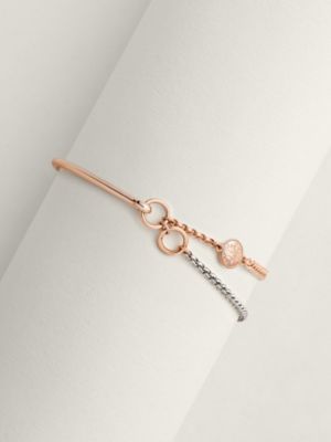 Mix and H bracelet, medium model - Rose gold | Hermès USA